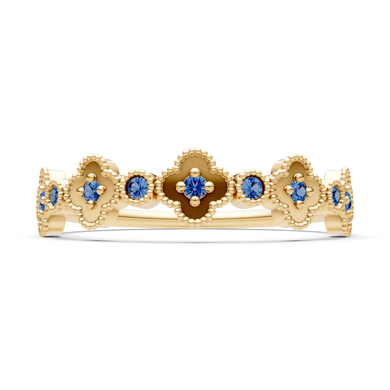 London Blue Topaz Dainty Faux Clover Round Cut Ring