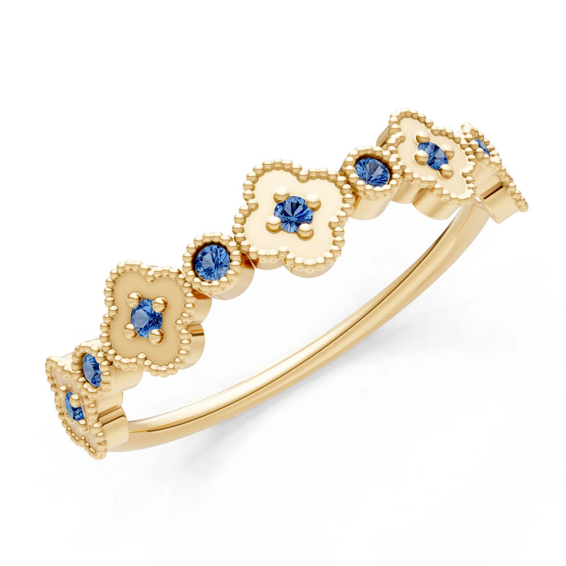 Round Gemstone Dainty Faux Clover Ring