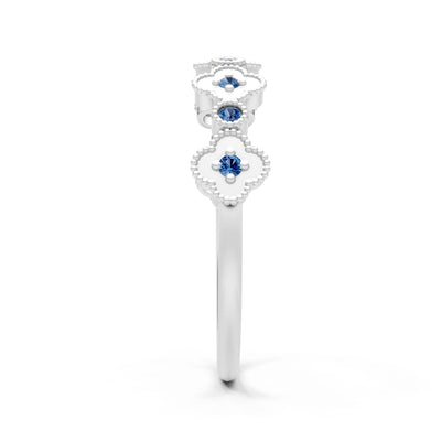 Round Gemstone Dainty Faux Clover Ring