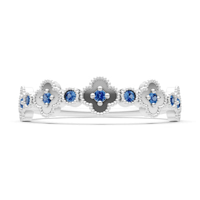 London Blue Topaz Dainty Faux Clover Round Cut Ring