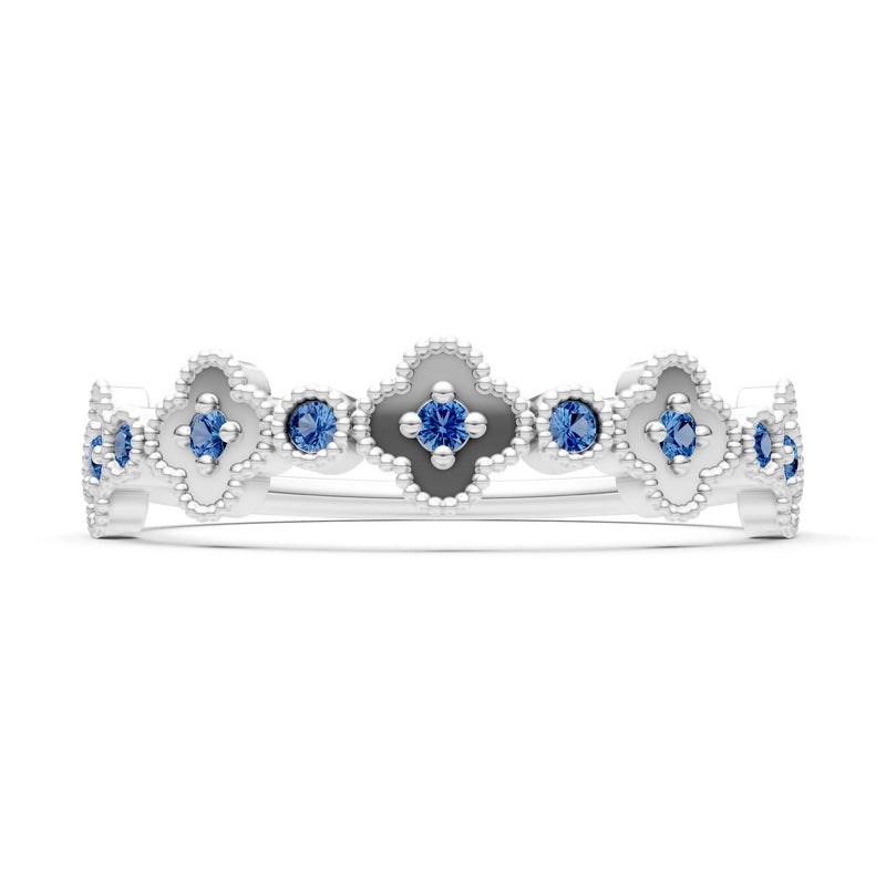 London Blue Topaz Dainty Faux Clover Round Cut Ring