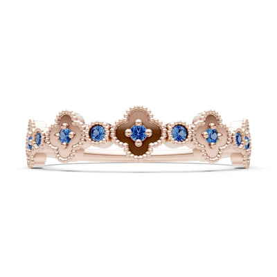 London Blue Topaz Dainty Faux Clover Round Cut Ring