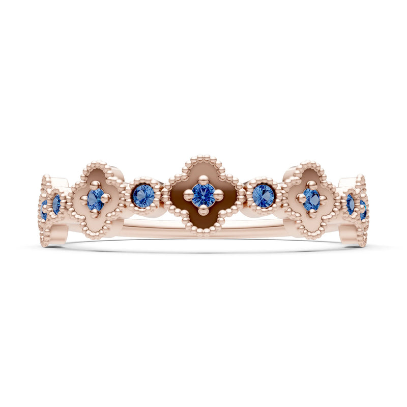 London Blue Topaz Dainty Faux Clover Round Cut Ring