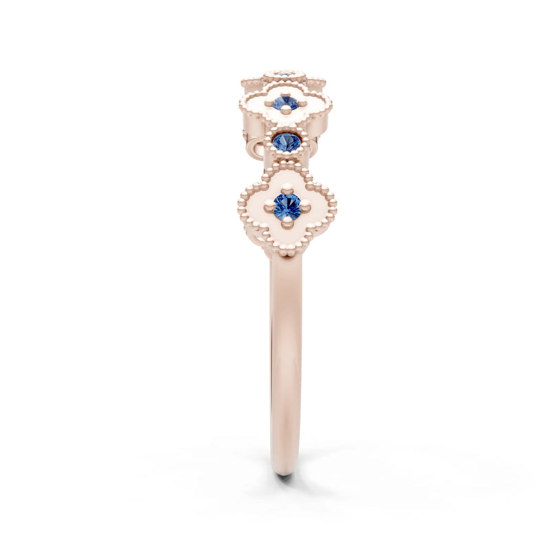 Round Gemstone Dainty Faux Clover Ring