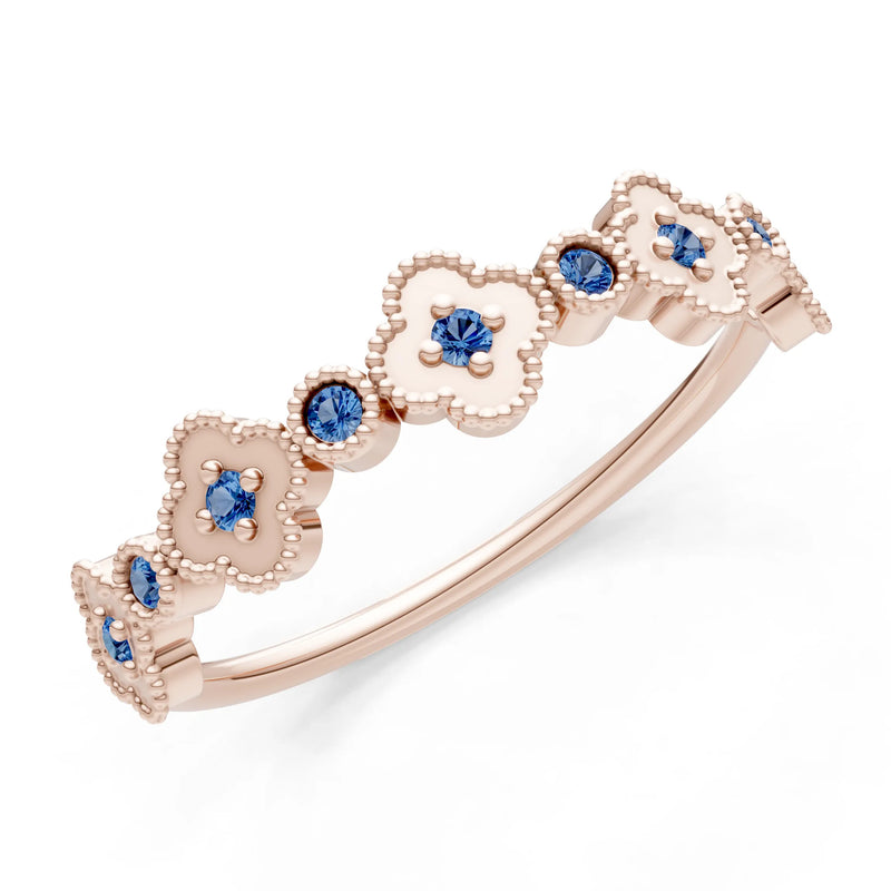 Round Gemstone Dainty Faux Clover Ring