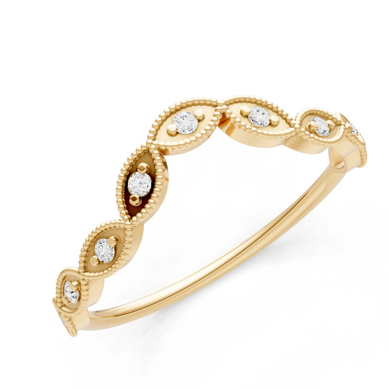 Round Gemstone Dainty Curve Band
