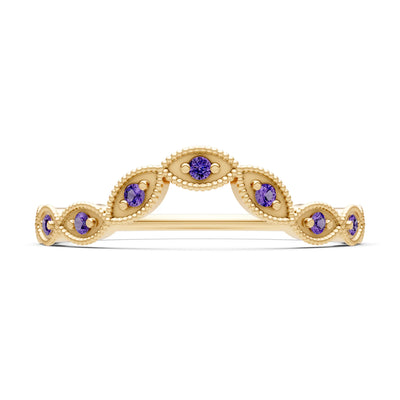 Round Gemstone Dainty Curve Band