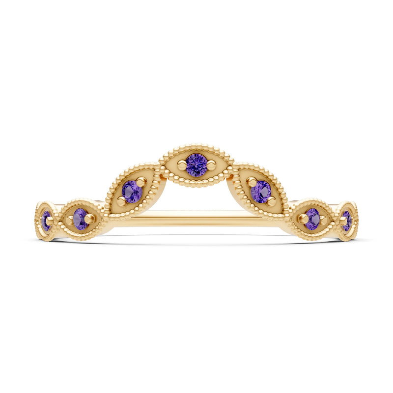 Round Gemstone Dainty Curve Band