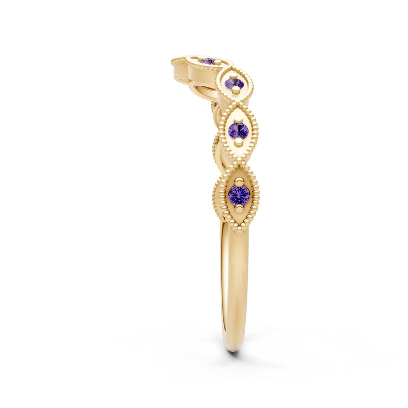 Round Gemstone Dainty Curve Band