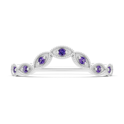 Round Gemstone Dainty Curve Band