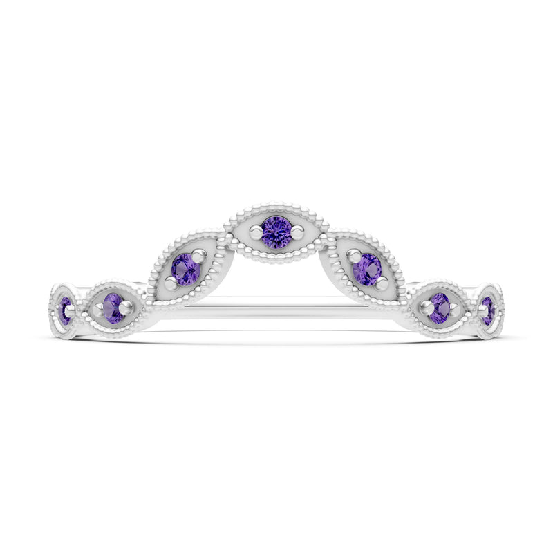 Round Gemstone Dainty Curve Band