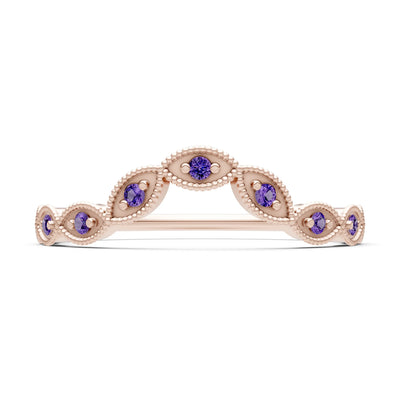 Round Gemstone Dainty Curve Band