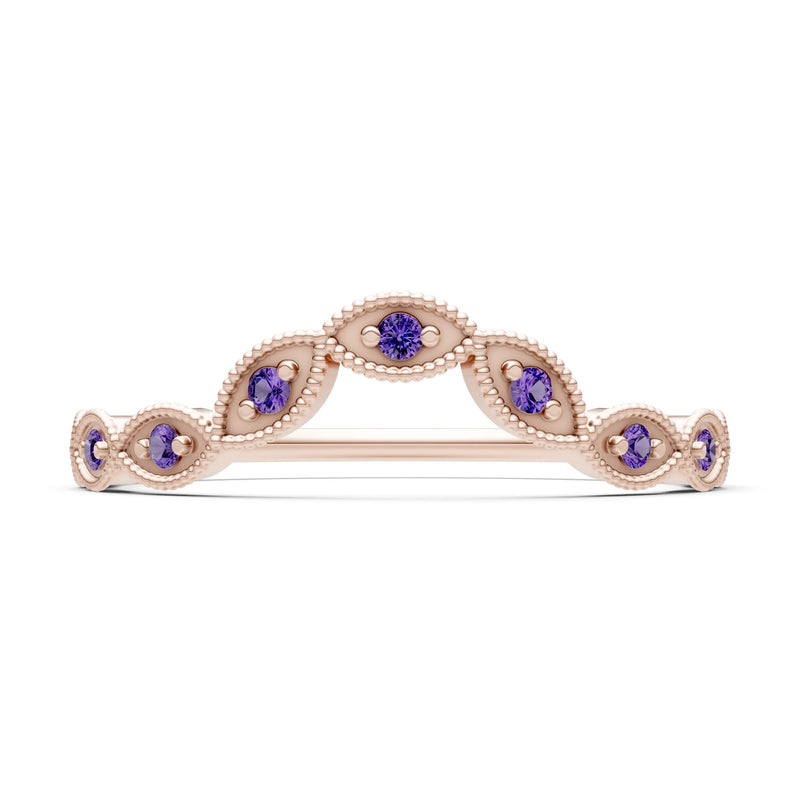 Round Gemstone Dainty Curve Band
