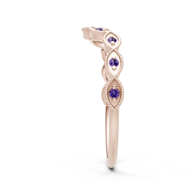 Round Gemstone Dainty Curve Band