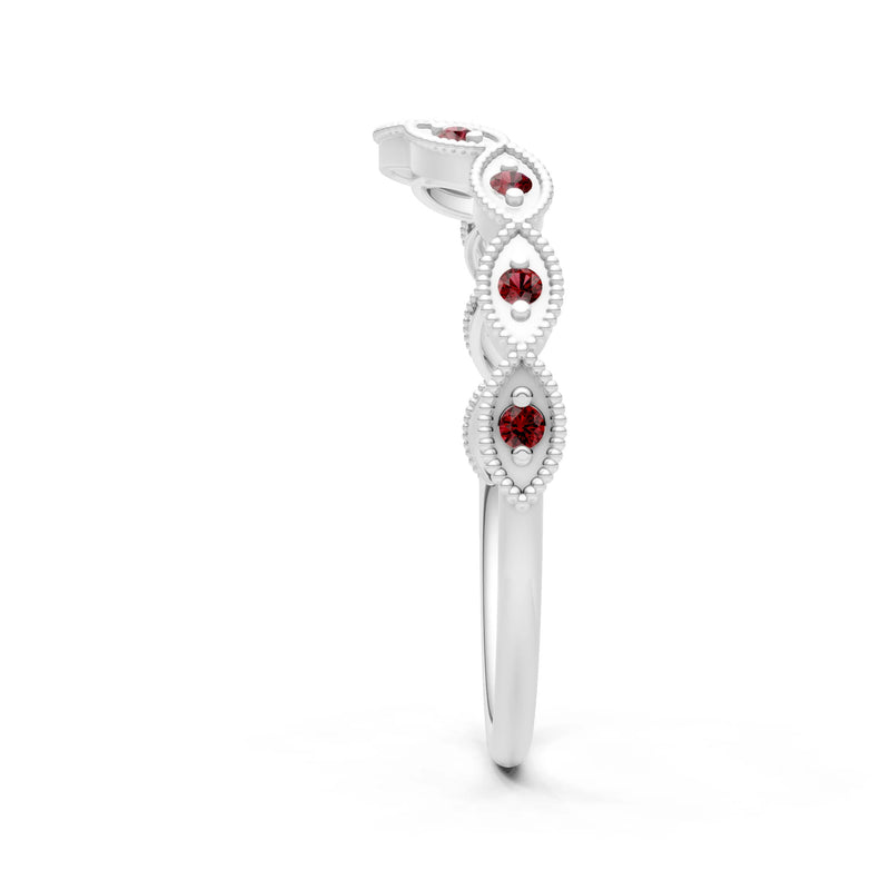 Round Gemstone Dainty Curve Band