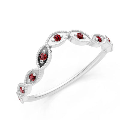 Round Gemstone Dainty Curve Band