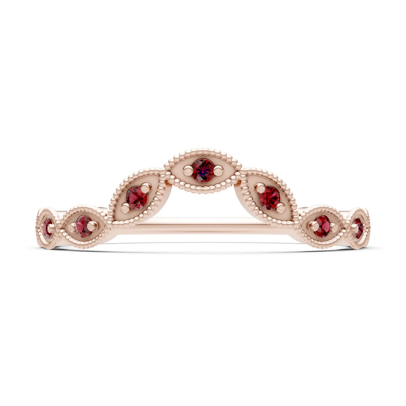 Round Gemstone Dainty Curve Band