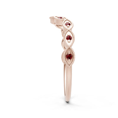 Round Gemstone Dainty Curve Band