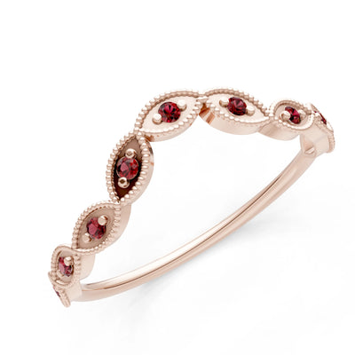 Round Gemstone Dainty Curve Band