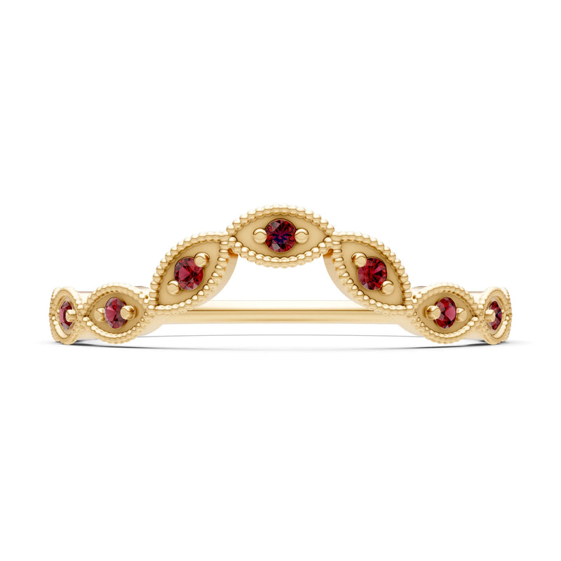 Round Gemstone Dainty Curve Band