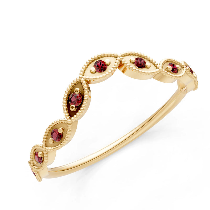 Round Gemstone Dainty Curve Band