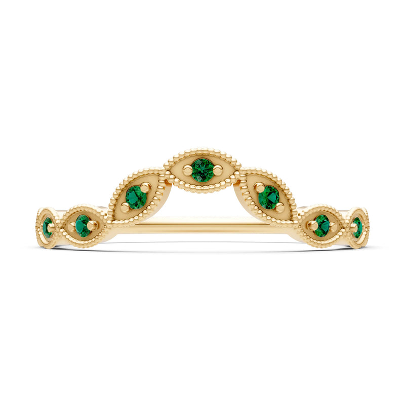 Round Gemstone Dainty Curve Band