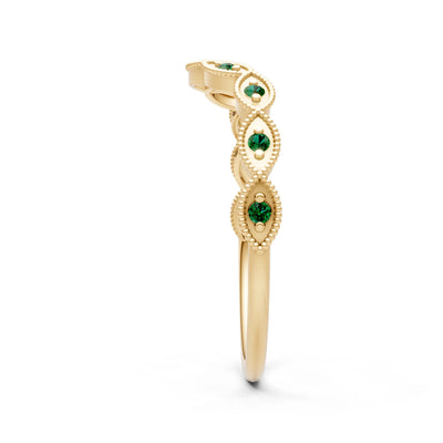 Round Gemstone Dainty Curve Band