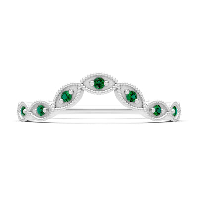 Round Gemstone Dainty Curve Band