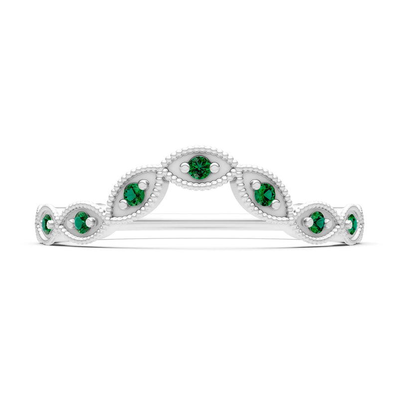Round Gemstone Dainty Curve Band
