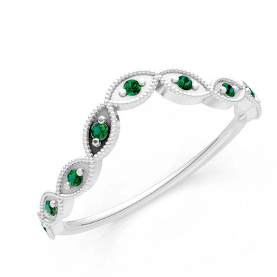 Round Gemstone Dainty Curve Band