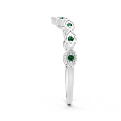 Emerald Dainty Curve Round Cut Band
