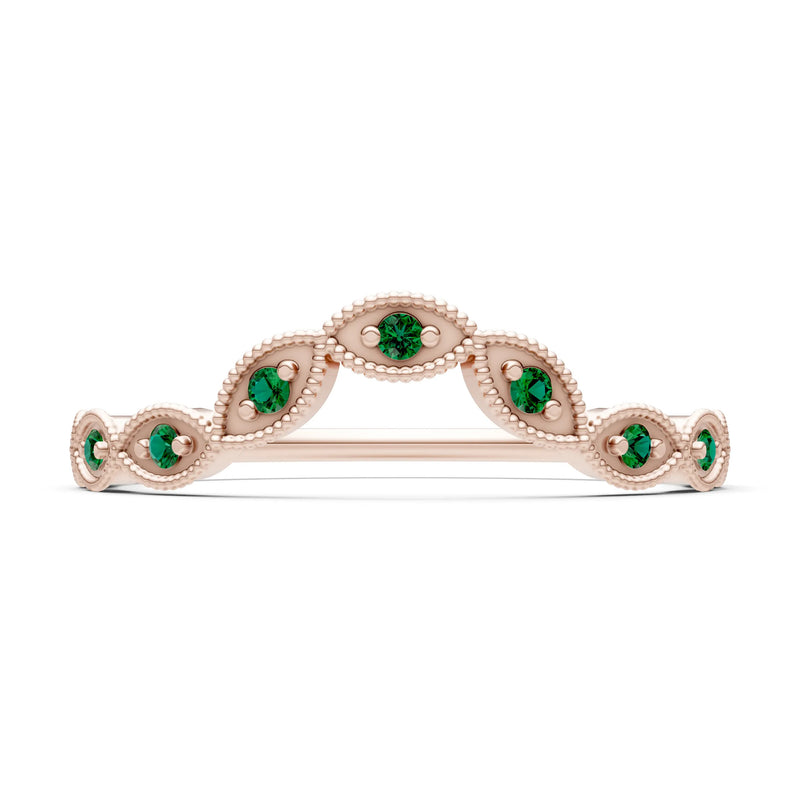 Round Gemstone Dainty Curve Band