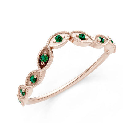 Round Gemstone Dainty Curve Band