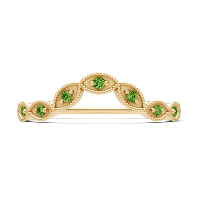 Peridot Dainty Curve Round Cut Band