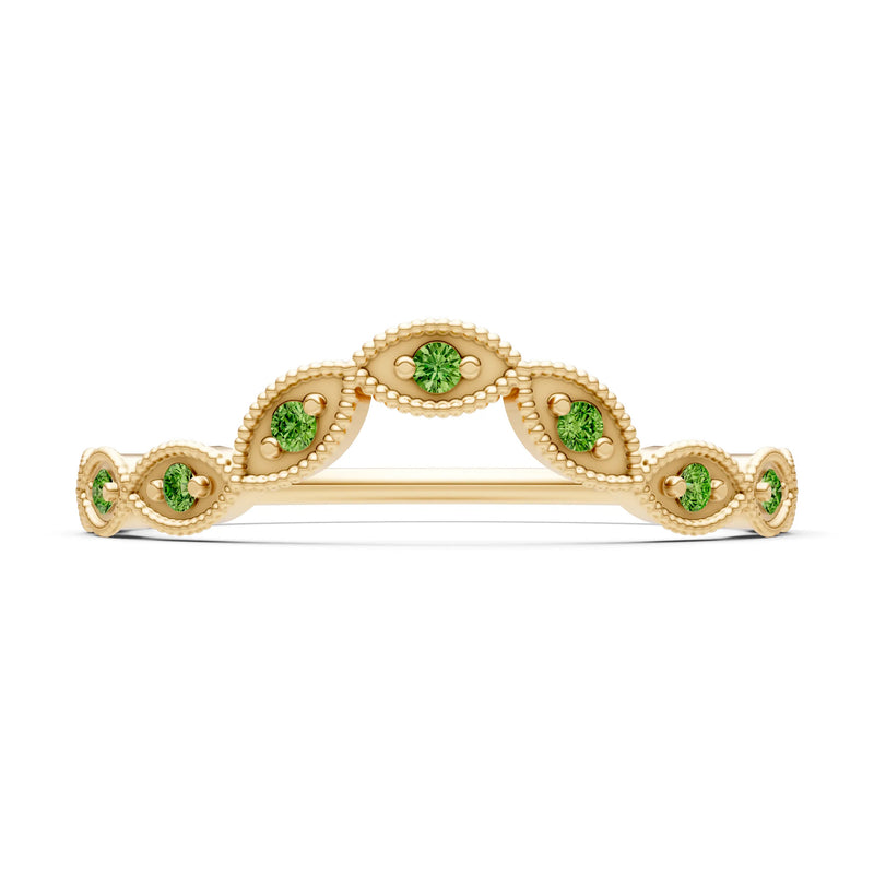 Round Gemstone Dainty Curve Band