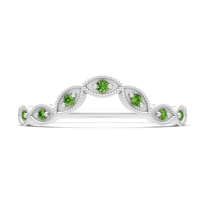 Round Gemstone Dainty Curve Band