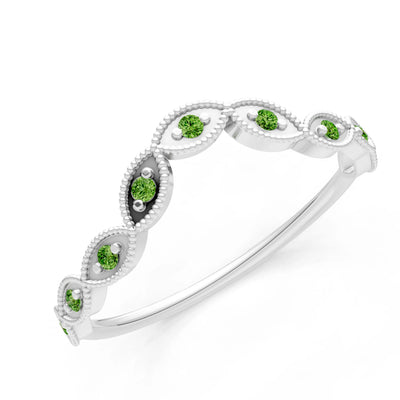 Round Gemstone Dainty Curve Band