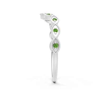 Peridot Dainty Curve Round Cut Band