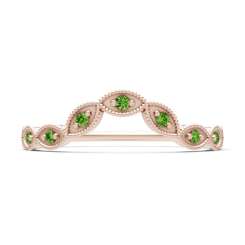 Peridot Dainty Curve Round Cut Band