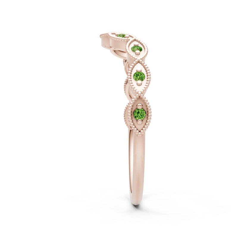 Round Gemstone Dainty Curve Band