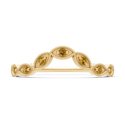 Round Gemstone Dainty Curve Band