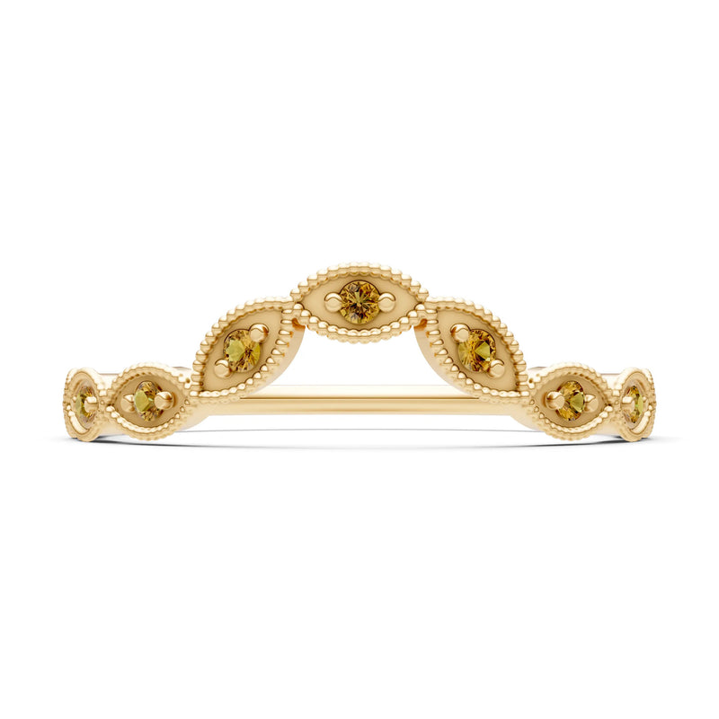 Citrine Dainty Curve Round Cut Band