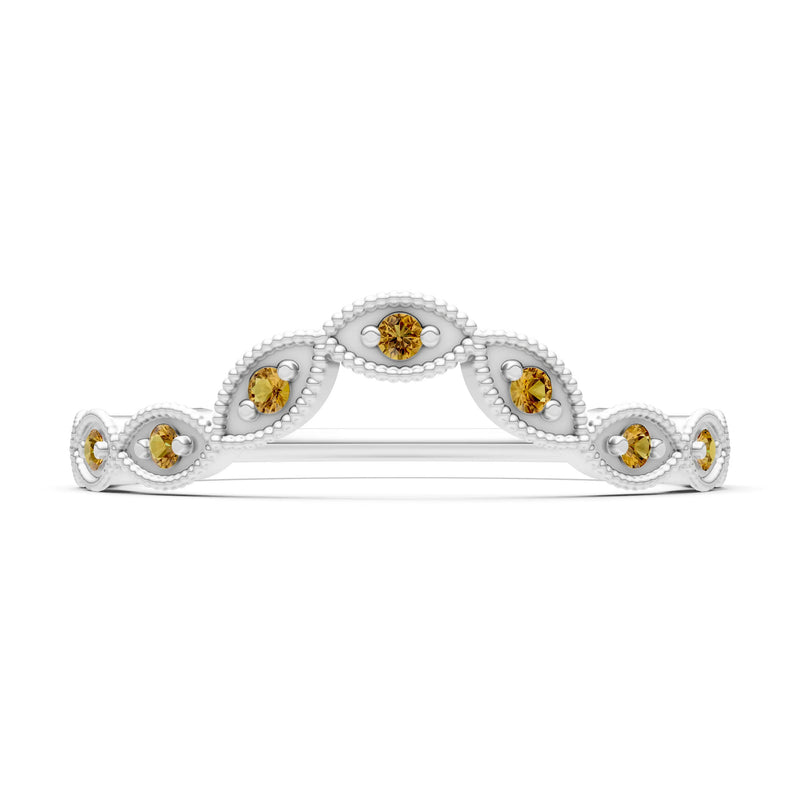 Round Gemstone Dainty Curve Band