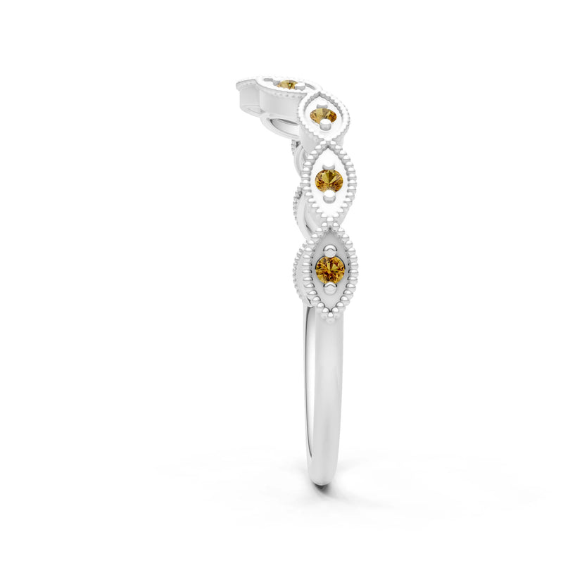 Round Gemstone Dainty Curve Band