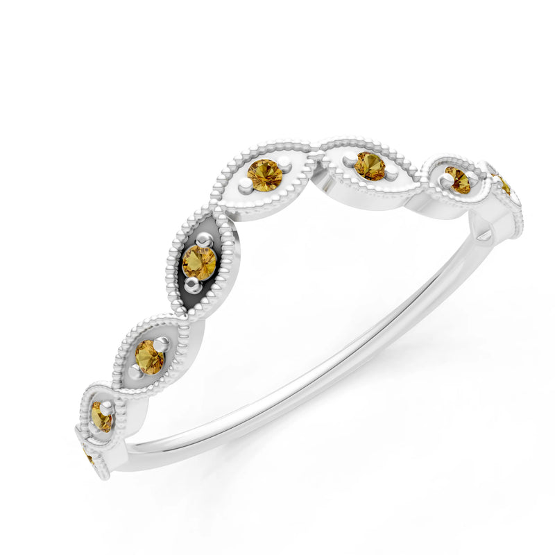 Round Gemstone Dainty Curve Band