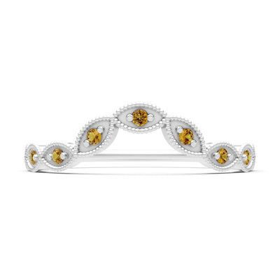 Citrine Dainty Curve Round Cut Band