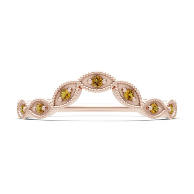Round Gemstone Dainty Curve Band