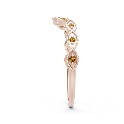 Round Gemstone Dainty Curve Band