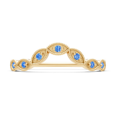 Round Gemstone Dainty Curve Band