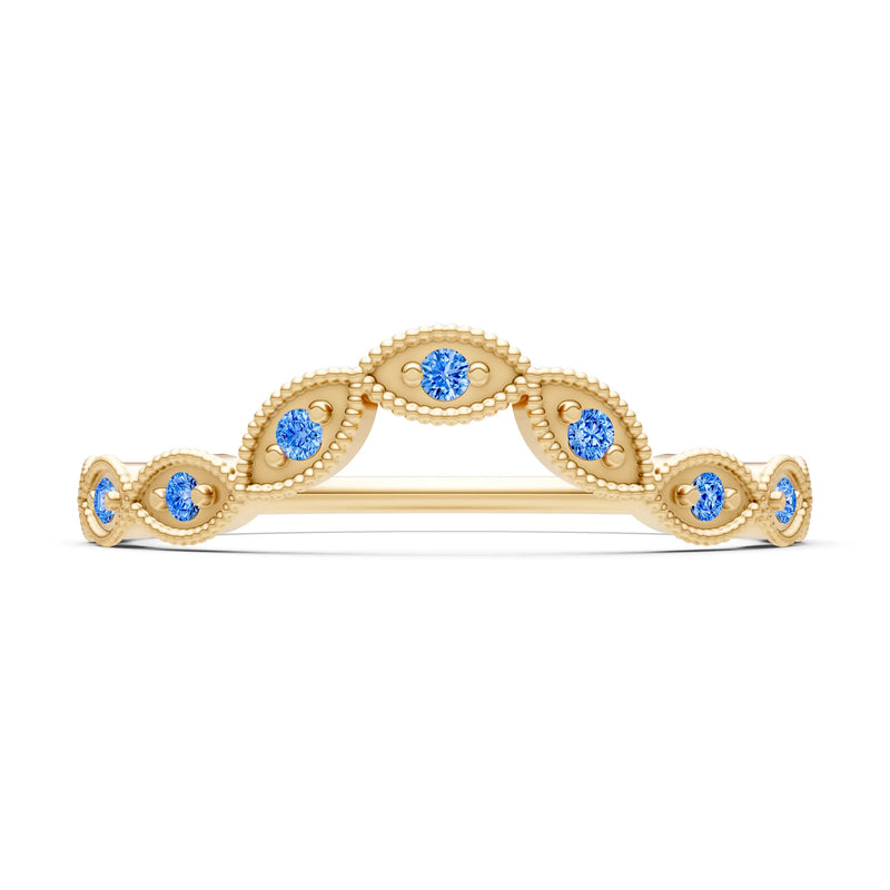 Round Gemstone Dainty Curve Band